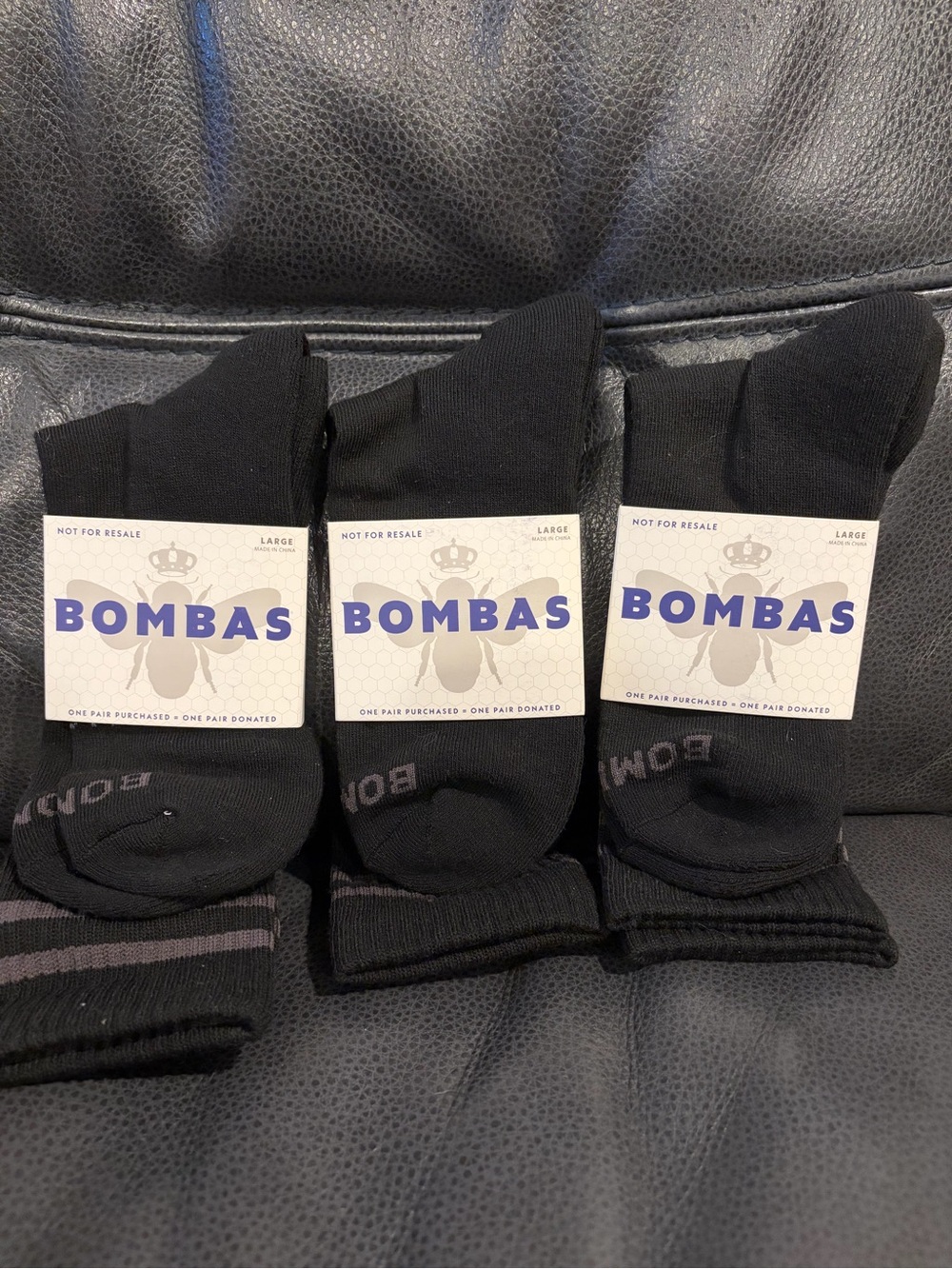 Bombas Black Crew Socks - Pack of 3